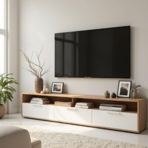 TV table - MDF - White and wooden