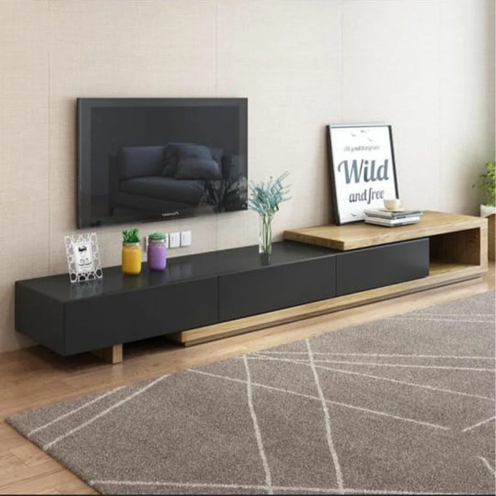 TV table made of MDF - Black and wooden