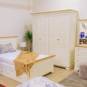 Youth room - natural wood console - white and wooden