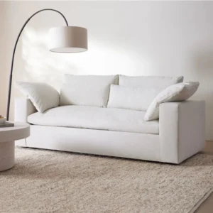 Beech Wood and linen fabric Sofa – White
