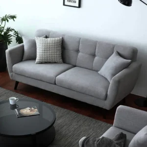 Beech Wood and linen or velvet Sofa – Grey