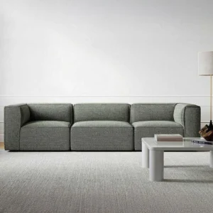 Beech Wood and linen or velvet Sofa – Grey