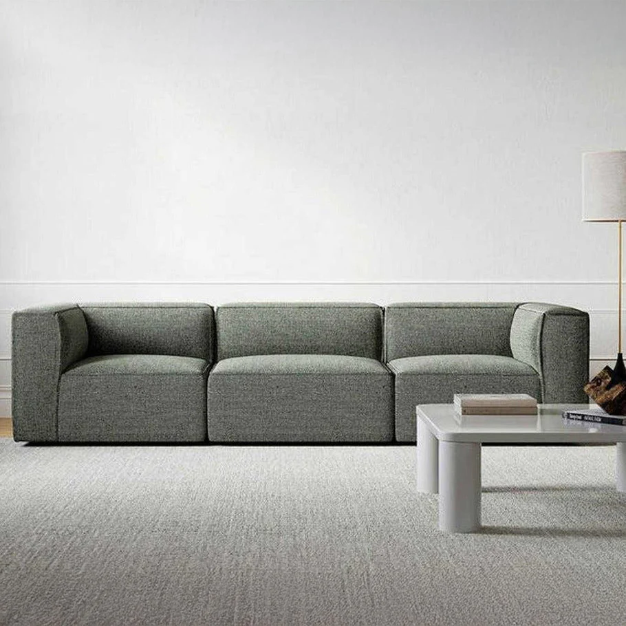 Beech Wood and linen or velvet Sofa – Grey