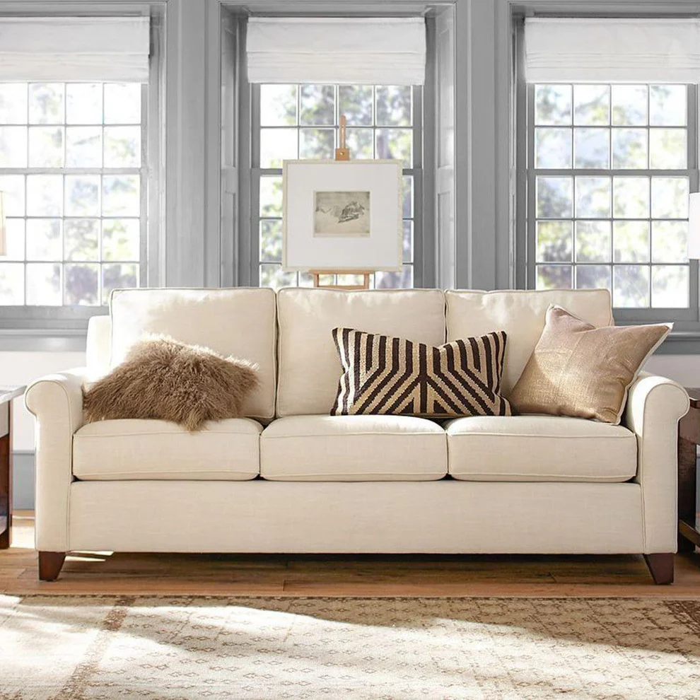 Beech Wood and linen fabric Sofa – Beige