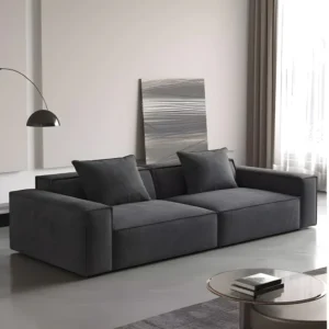 Beech Wood and linen or velvet Sofa – Grey