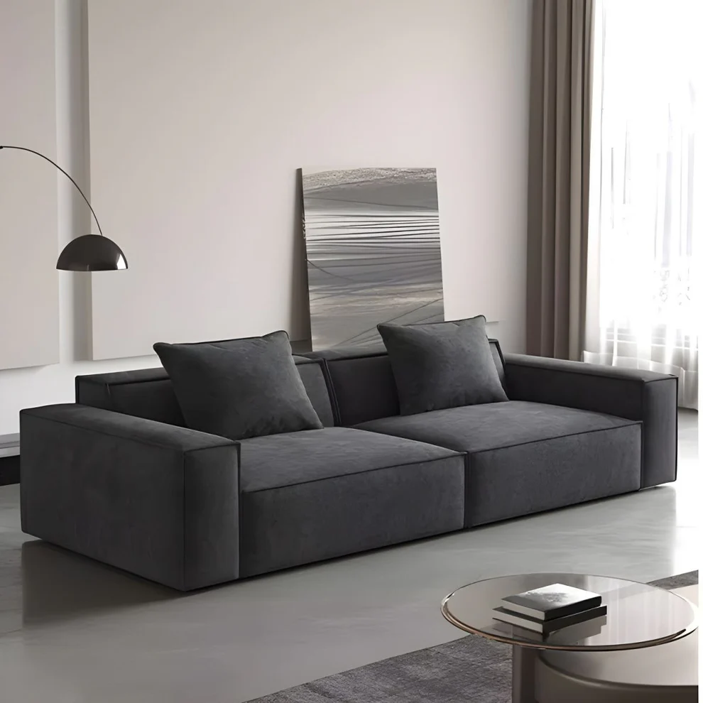 Beech Wood and linen or velvet Sofa – Grey